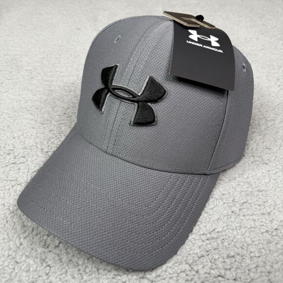 Under Armour Hat Cap Mens L/XL Gray Black Logo UA Blitzing 3.0 Stretch Fit NWT - Picture 1 of 9